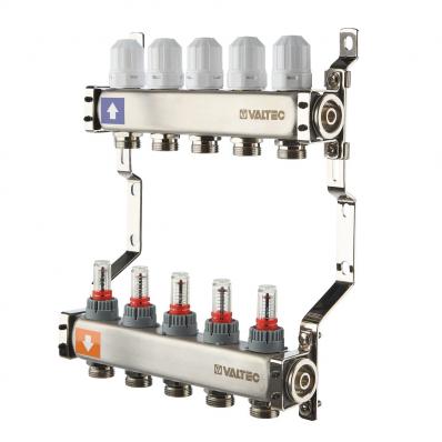 Коллекторный блок из НЕРЖ. стали с регул. клап. и расх., 1"х12 вых. Евроконус 3/4" (без сервис. гр.)