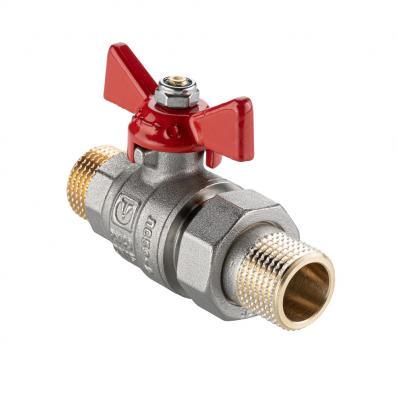 Кран шаровой BASE-ГОСТ  со сгоном с рукояткой-бабочкой нар.-нар. DN20, PN40, 3/4