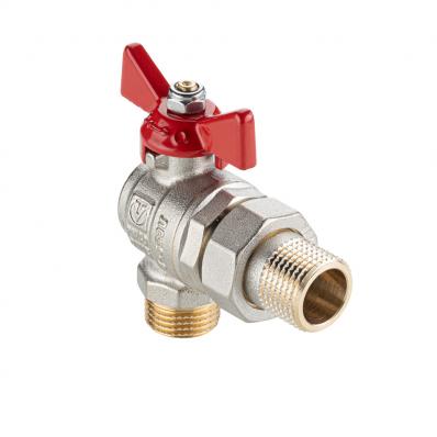 Кран шаровой BASE-ГОСТ угловой со сгоном с рукояткой-бабочкой нар.-нар. DN15, PN40, 1/2